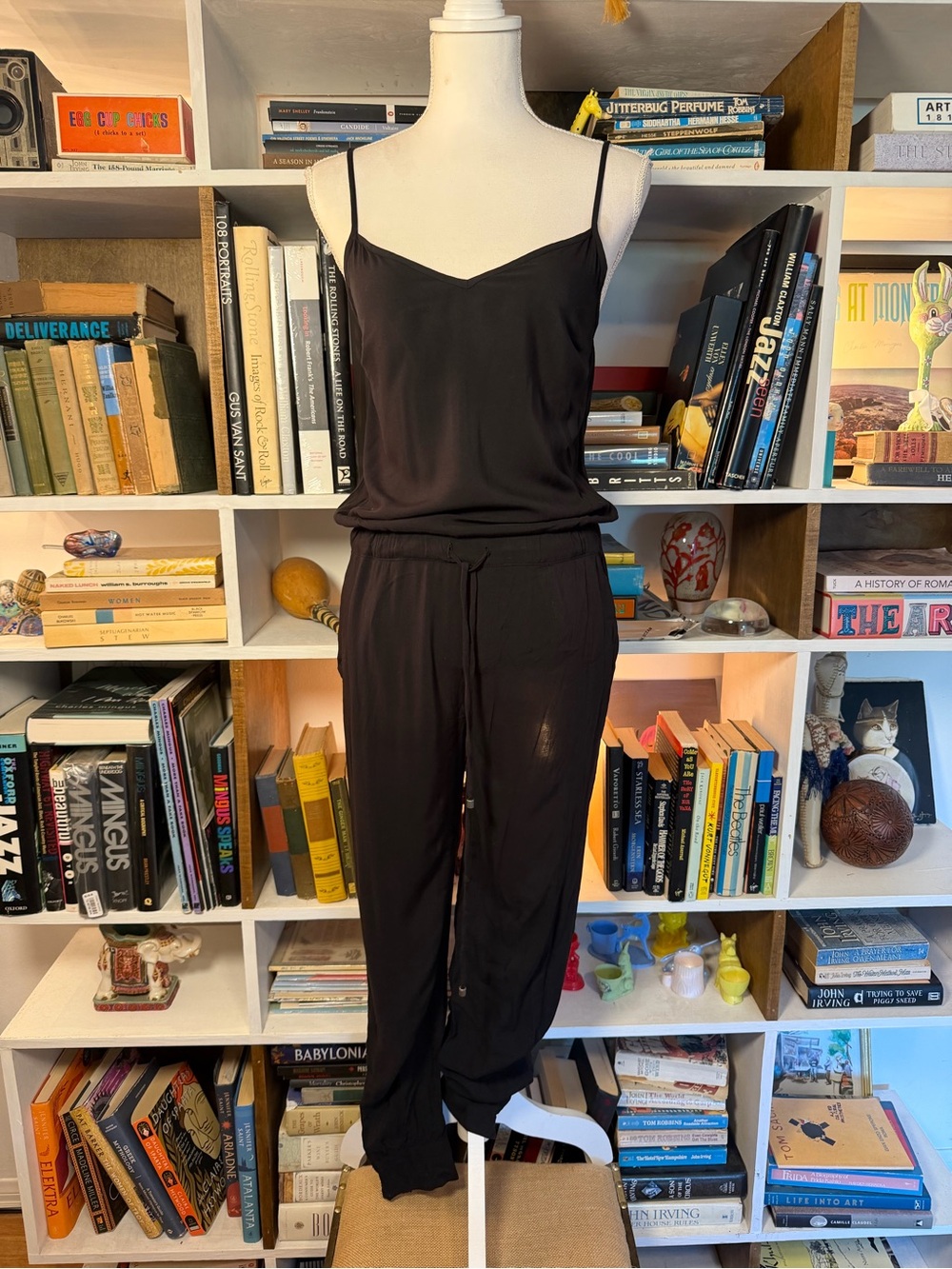 Splendid Black Sleeveless Jumpsuit with Drawstring Waist